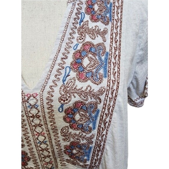 Pure Jill Embroidered Tee Boho Size Large Cotton - Picture 2 of 6